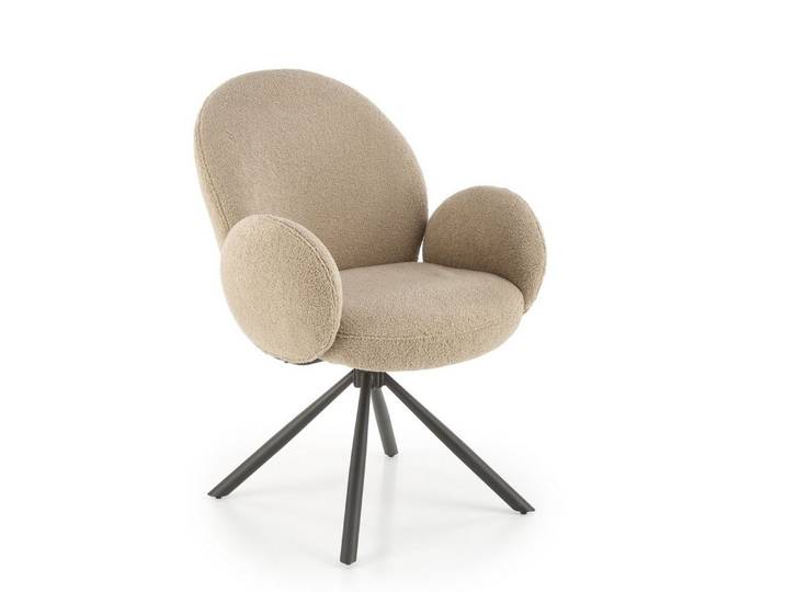 designimpex Esszimmerstuhl Design Esszimmerstuhl STH-444 180 Grad drehbar Teddy Stoff Stuhl