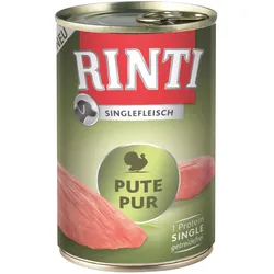 RINTI Singlefleisch 400g Dose Hundenassfutter 6 x 400 Gramm Pute Pur