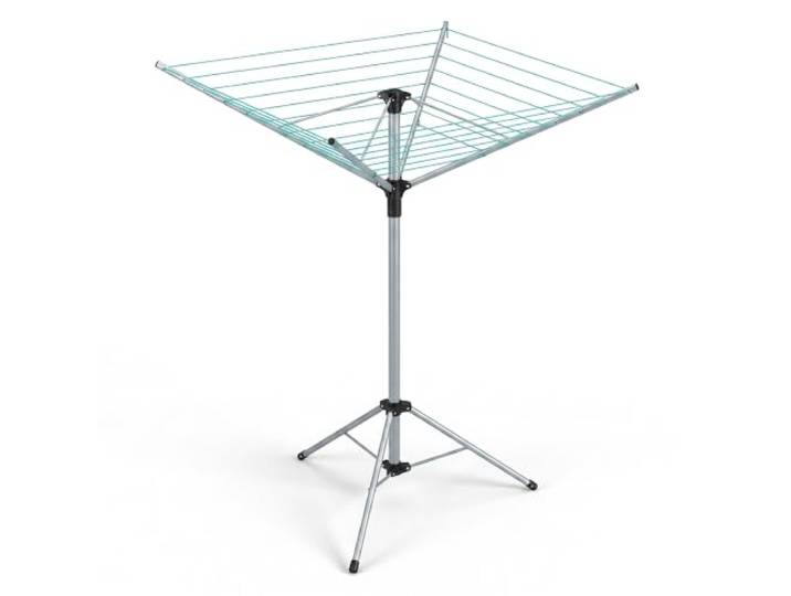 Relaxdays Sèche Linge Rotatif\, Ligne de 15 m\, Jardin et Camping\, Pliable\, Socle\, étendoir de Balcon\, H:140cm;argenté