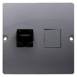 Kontakt Kontaktas su Simonu Lizdas kompiuteriu Simonu Basic, vienas RJ45 kat. 5e sidabrinis (BMF51.02/43) ma (UTP, CAT5e) (BMF51.02/43)