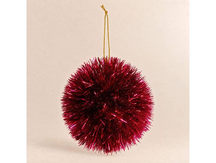 Fuchsiafarbene Pompon-Weihnachtskugel
