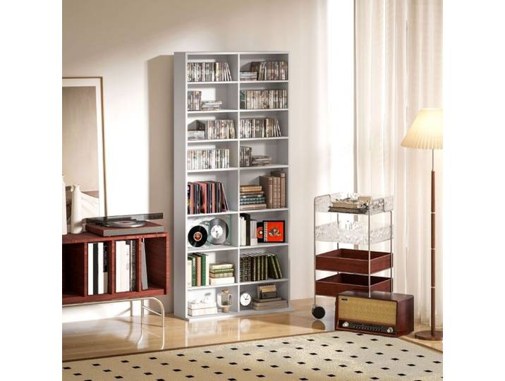 Étagère/support pour CD/DVD/Blu-ray pouvant contenir jusqu'à 640 CD 360 DVD ou 430 Blu-ray. Meuble de rangement 78 5x24x175 cm