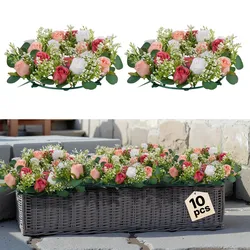 VEVOR Künstlicher Blumenkranz, 340x340x90 mm, Kunstblumenkranz mit rosa & weißen Rosen, Blumenarrangement-Mittelstück für Valentinstag, Muttertag, Party, Hochzeit & Tischdekoration, 10 Stk.