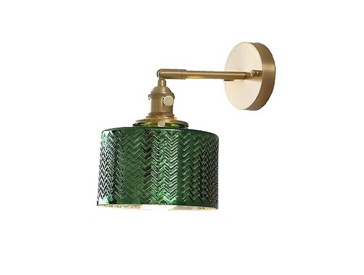 Wandleuchten Drehbare Wandleuchte aus gewelltem Glas Vintage Messing Glas Wandleuchter Wandleuchte for Schlafzimmer Nachttisch Wohnzimmer Restaurant Bauernhaus Bad Eitelkeit Lampe ( Color : Grey )
