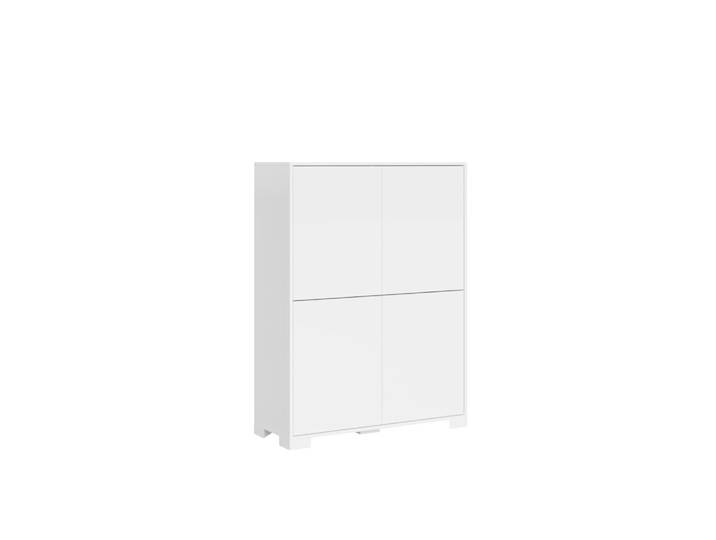 Buffet haut 4 portes 90x35x120 cm effet bois blanc brillant