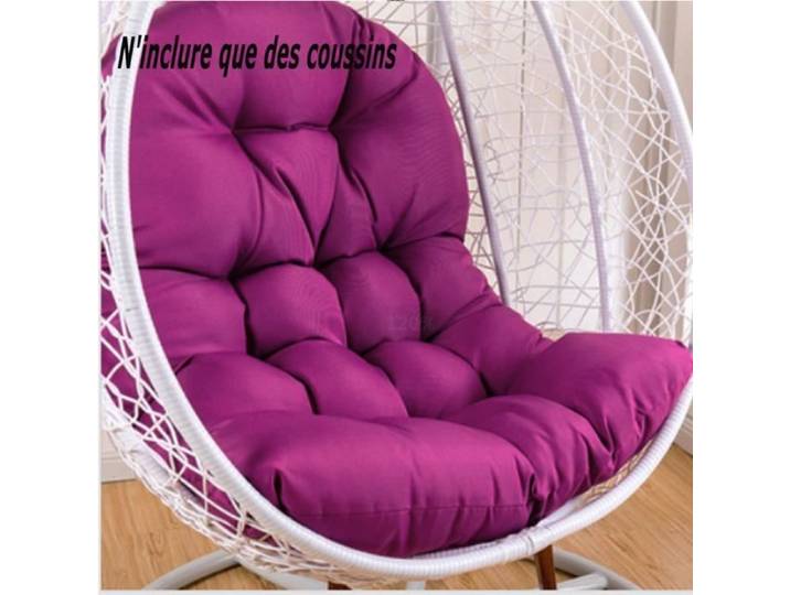 Coussin pour Fauteuil Suspendu Oeuf avec Oreiller Lavable Coussin de Chaise Suspendue Exterieur épais Coussin 120x80cm Voilet