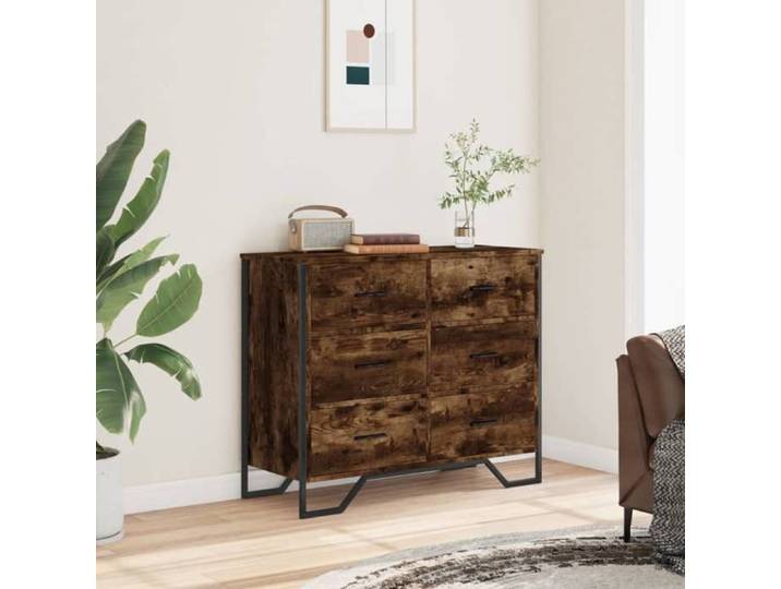 (7379)Moderne Commode chêne fumé 91x35 5x74 5 cm bois d'ingénierie poid:35.6 kg