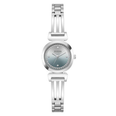 Quarzuhr GUESS "CECELIA", silberfarben, blau, Armbanduhren, Damen, Quarzuhr, Armbanduhr, Damenuhr, Edelstahlarmband, analog