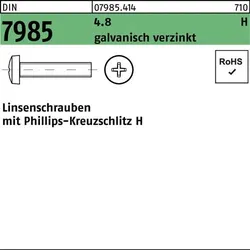 Linsenschraube DIN 7985 PH M6x40-H 4.8 galv.verz. 500St.