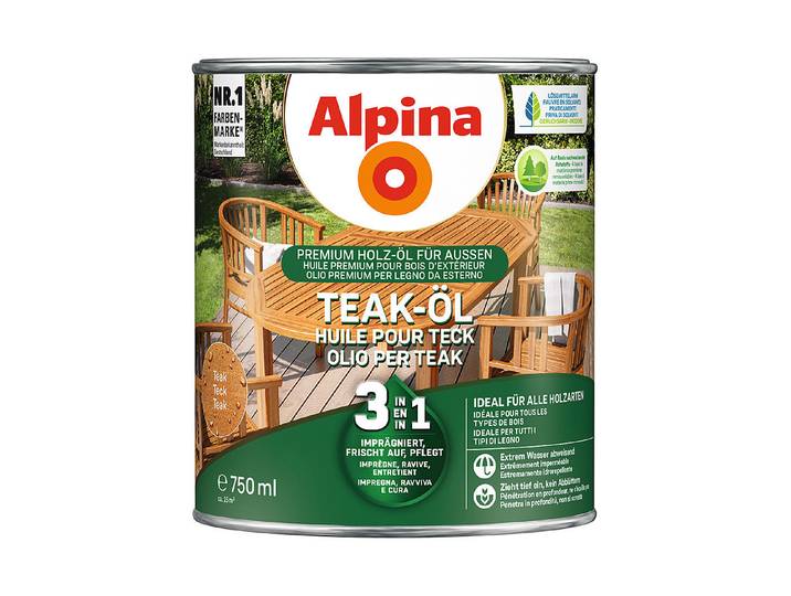 Alpina Teak-Öl 3in1 Braun 0.75 l Matt