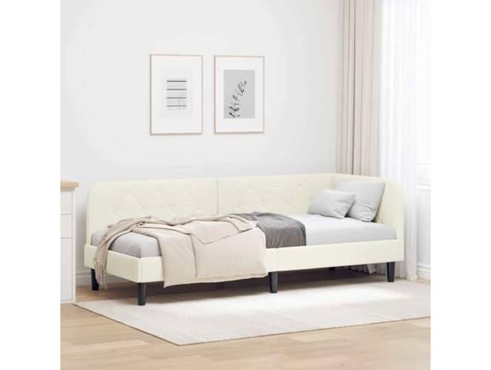 RJPLMFV Bettgestell, Eckbett, Velours, Creme, 80 x 200 cm Schlafsofa, wendbar, platzsparend, weicher Bezug, modernes Design, inkl. Latten