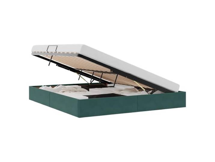 HFXHIJXQ Ottoman Bettgestell 180x200 Samt Bettrahmen Stauraum Dunkelgrün Elegantes Polsterbett mit hydraulischem Lift für viel Stauraum im Schlafzimmer, robuster Metallrahmen in Dunkelgrün.