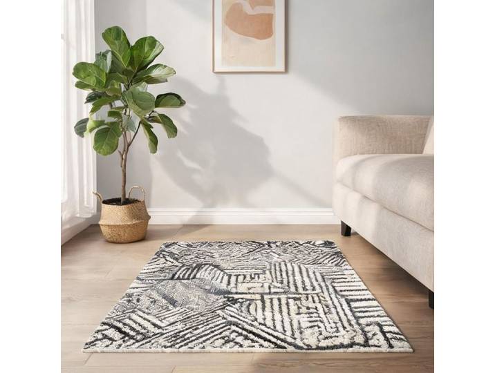 Tapis rectangulaire design contemporain 200x140 cm gris clair polypropylène - Gris clair Polypropylène 200 x 140 x 1.5 cm