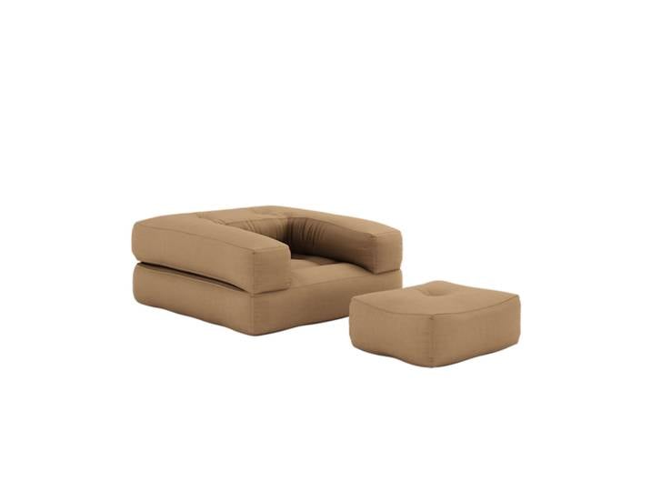 Matelas futon et pouf 2 en 1 CUBE marron 90x190
