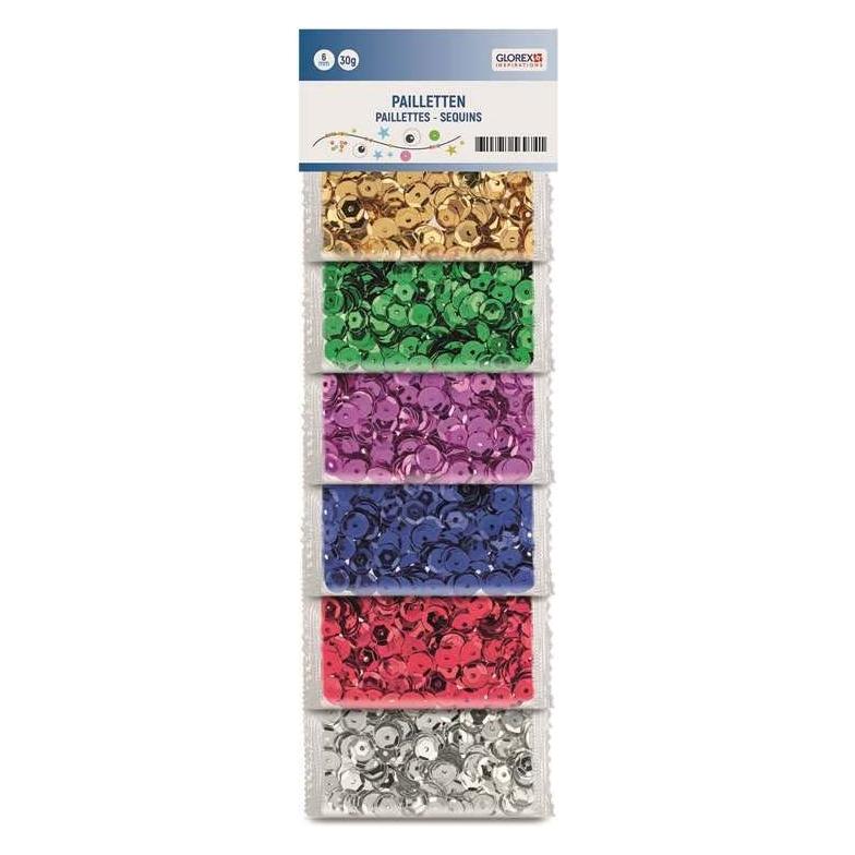 Glorex Pailletten, 6mm, 6Fb., 30g (61630181)