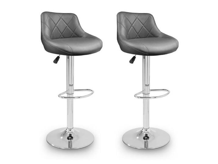 Aga Lot de deux tabourets de bar gris hauteur réglable assisse rembourrée MR2000GREY-2