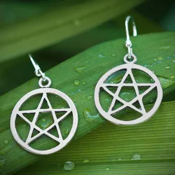 Drachensilber Pentagramm Ohrringe Keltischer Schmuck Ohrhänger 925 Silber Paar - Silber
