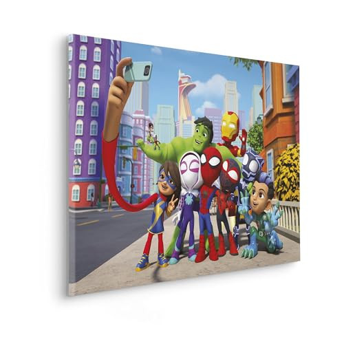 Komar Spidey and His Amazing Friends Selfie Canvas Wanddecoratie Multicolour B: 60 cm, H: 40 cm