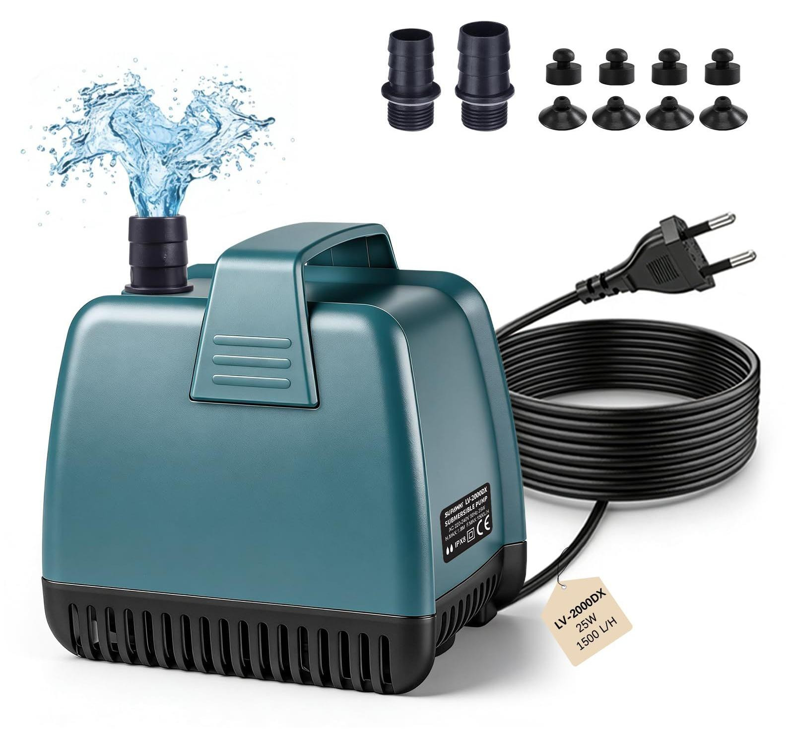 Lustrens Ultra Stille Aquariumpomp 25W 1500L/H Dompelpomp