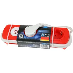 POWERTEC ELECTRIC 3-fach Steckdosenleiste - Rot