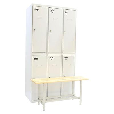 SimonRack Packung zerlegter Metallspind Tandem DIY Initial Modul + 2 zusätzliche graue 1800x1000x720 mm + Umkleidekabine Bank.