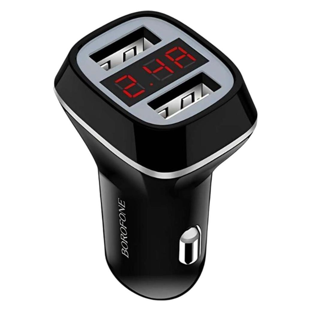 Borofone Ladegerät Autoladegerät 2x USB mit LCD-Display, schwarz (BFO-BZ3-B)