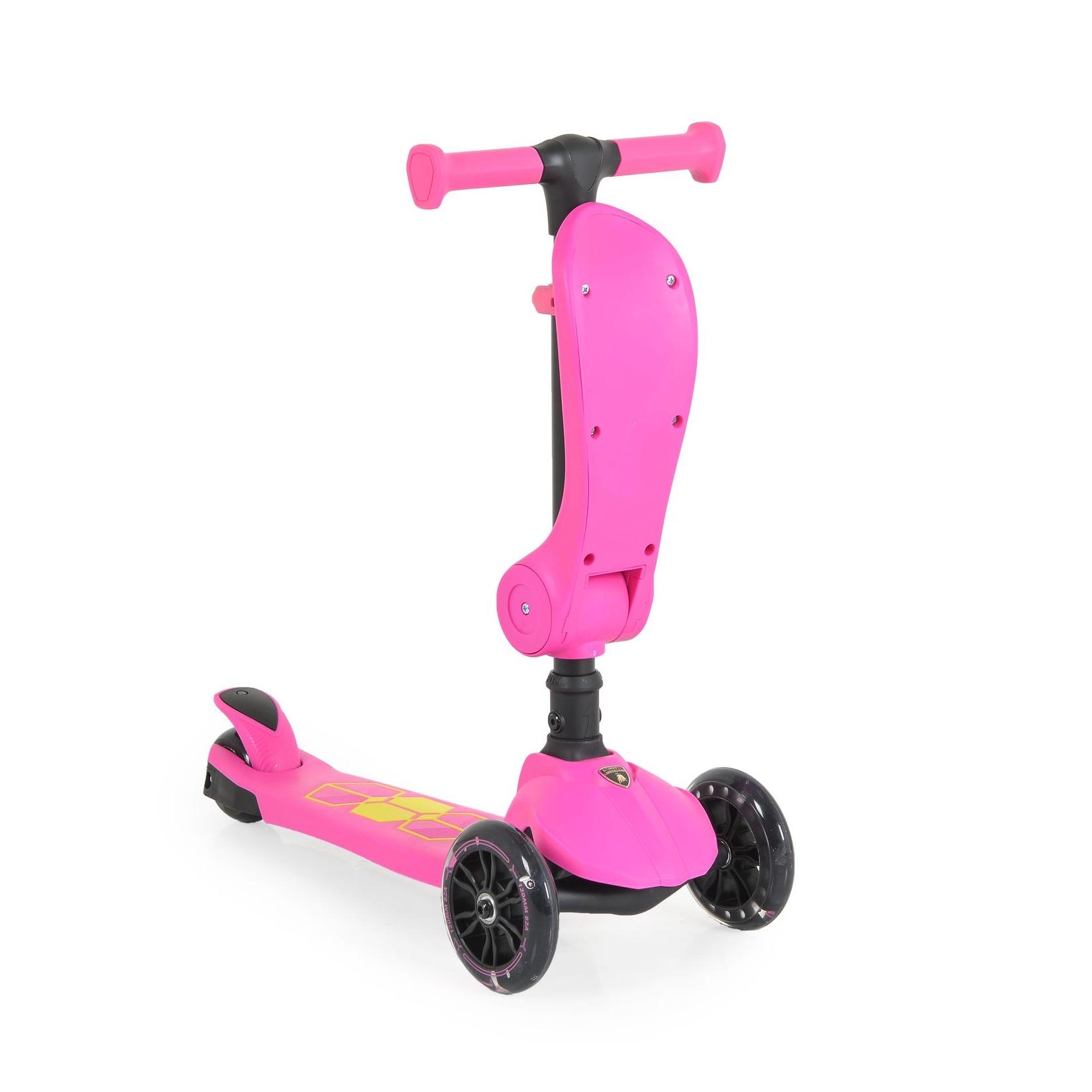 Moni Kinderroller 2 in 1 Lamborghini Laufrad, Lenkerhöhe verstellbar, klappbar pink