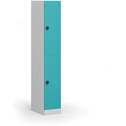 Schließfachschrank S1, 2 Fächer, 1850 x 300 x 500 mm, Codeschloss, grüne Tür