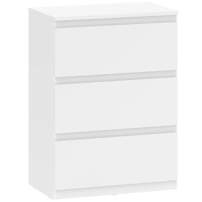 MODFU Kommode Holz Weiß mit 3 grifflose Schubladen, 55 x 34 x 75 cm