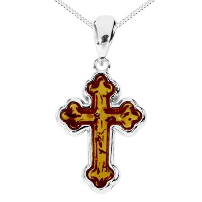 Kette mit Anhänger OSTSEE-SCHMUCK "Ostsee-Schmuck Kette mit Anhänger Kreuz 20x15 mm" Gr. 45, silber, Halsketten, Damen, 45cm, Silber 925 (Sterlingsilber), L: 40