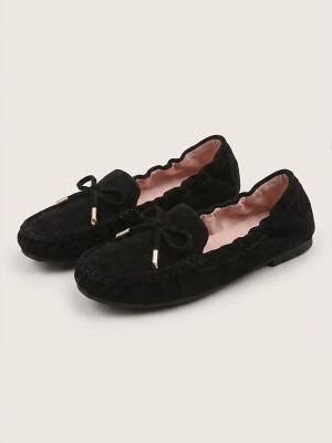 LightInthebox Women's Pink Ruched Collar Bow Decor Slip On Loafers with Bow Accent, Comfort Casual Driving Moccasins for Casual Commute, Countryside Walks Leisure Outfits