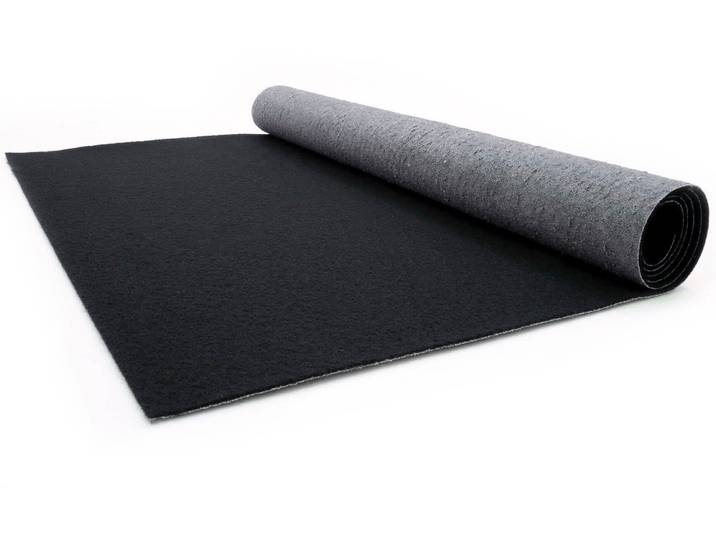 Läufer PODIUM, Made in Belgium , schwarz, B:200cm H:2,6mm L:800cm, Polypropylen (PP), PRIMAFLOR-IDEEN IN TEXTIL, Teppiche, Läufer, Breite 200 cm, Nadelfilz, Uni-Farben, ideal für Veranstaltungen