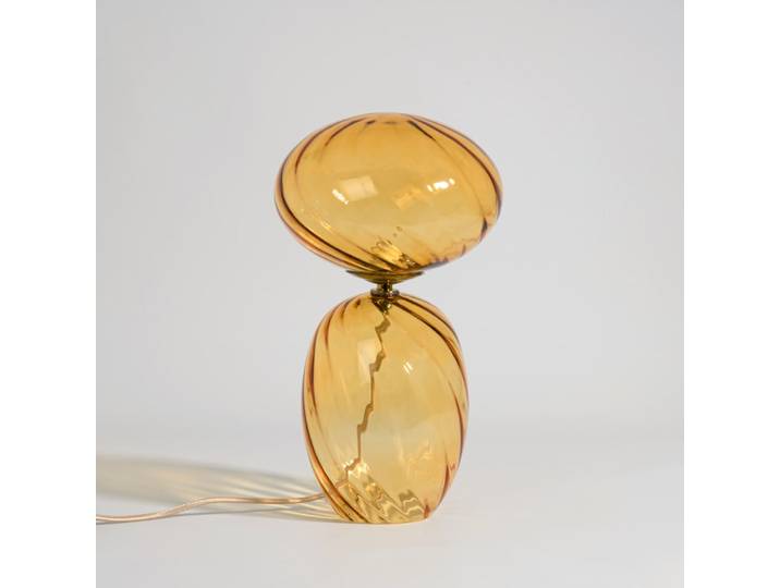 Lampe en verre strié orange