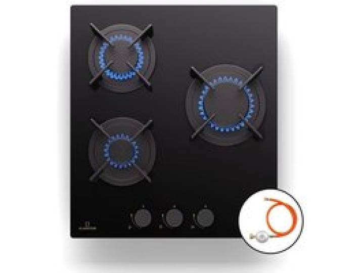 Klarstein Plaque de cuisson à gaz Goldflame 3 brûleurs en laiton brûleur vitrocéramique noire