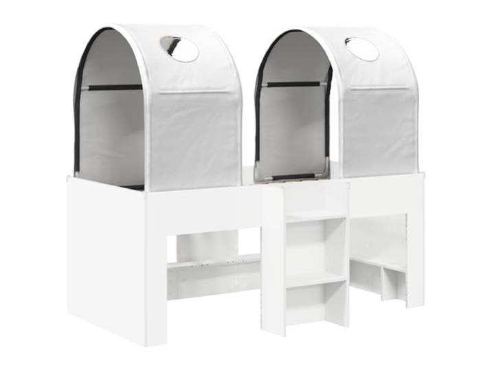 KTHLBRH Bett mit 3 Teilen weiß aus technischem Holz Modernes Design, hohe Struktur, 120 kg Kapazität, nur innen, einfache Montage