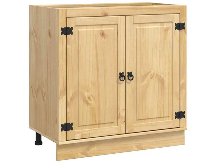 Promotion Noël）Élément Bas de Cuisine - 2 portes - Armoire avec étagère Miel 80x46x81 5cm Pin massif 02_308489