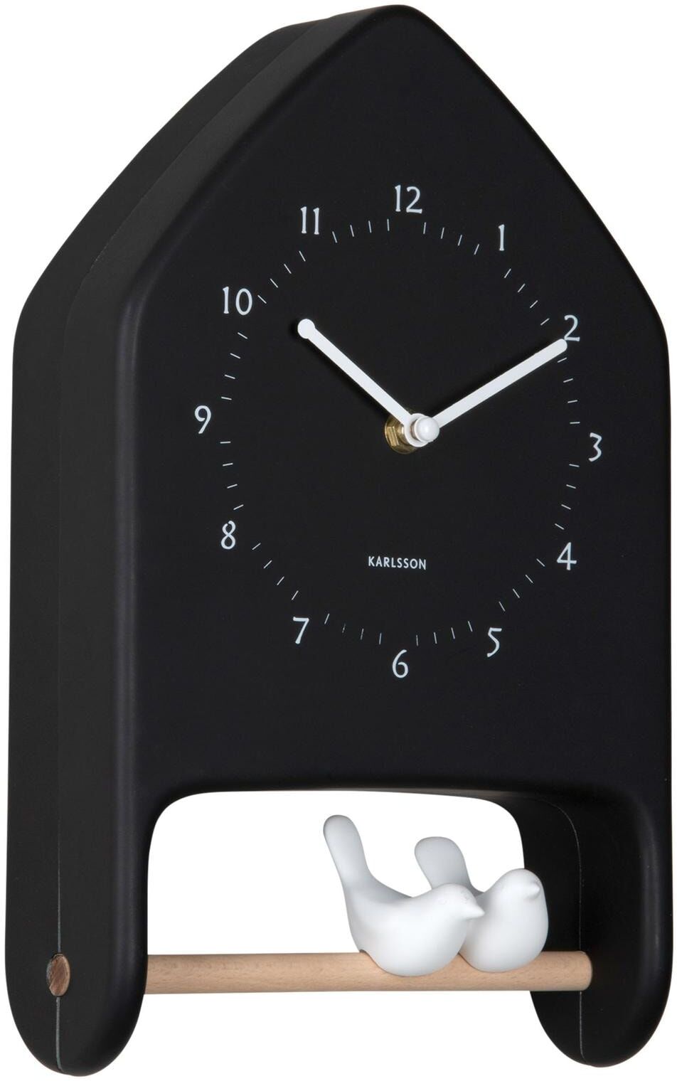 Wanduhr KARLSSON "Love Birds 20 x 32 cm", schwarz, Wanduhren, B/H/T: 20cm x 32cm, Wanduhr, B:20cm H:32cm schwarz B/H/T: 20cm x 32cm