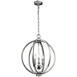 Elstead Lighting, Pendelleuchte, Corinne Hängeleuchte E14 3-fach 53cm Poliertes Nickel (E14, 5300 lm)