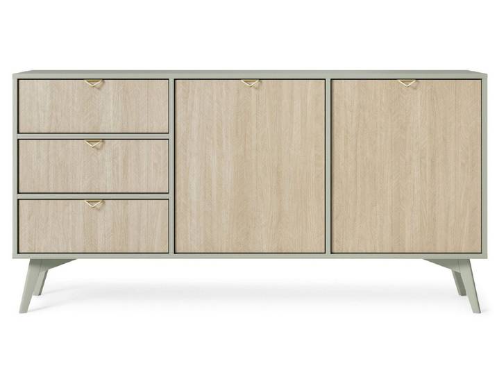 MOEBLO Kommode Abeto Kommode S 158 (Wohnzimmer, Esszimmer, Flur & Diele, Moderne Sideboard mit Schubladen Highboard Goldene Türgriffe), (BxHxT):158 x80x38 cm
