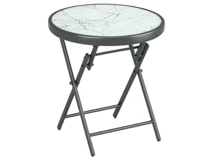 Outsunny Beistelltisch Klappbar Gartentisch Rund 45 x 45 x 50 cm Weiß