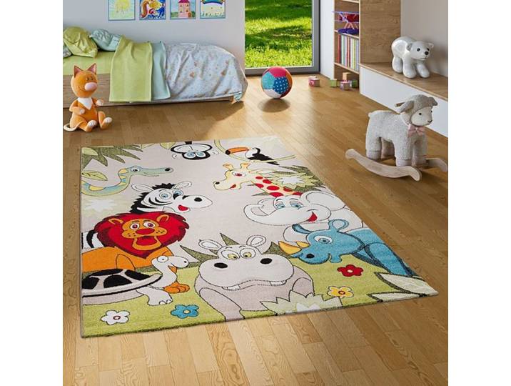 Tapis pour enfant - Pergamon - Faro - Motif animaux safari colorés - 160x230 cm