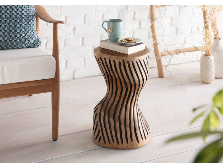 Tabouret en racine de teck naturel brun et noir UNIKA #101