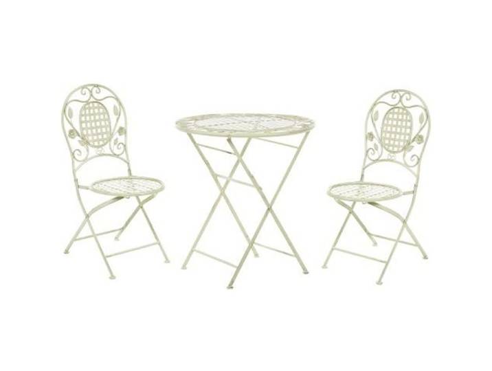 Salon de jardin bistrot table et 2 chaises en acier vert clair BIVIO