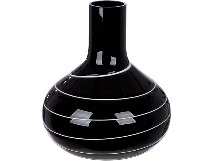 Tischvase GILDE Vase Uderzo mit Spiraldekor, Höhe ca. 28 cm , schwarz, H:28cm Ø:24,5cm, Glas, Vasen, Tischvase, Europäische Handarbeit, aus durchgefärbtem Glas