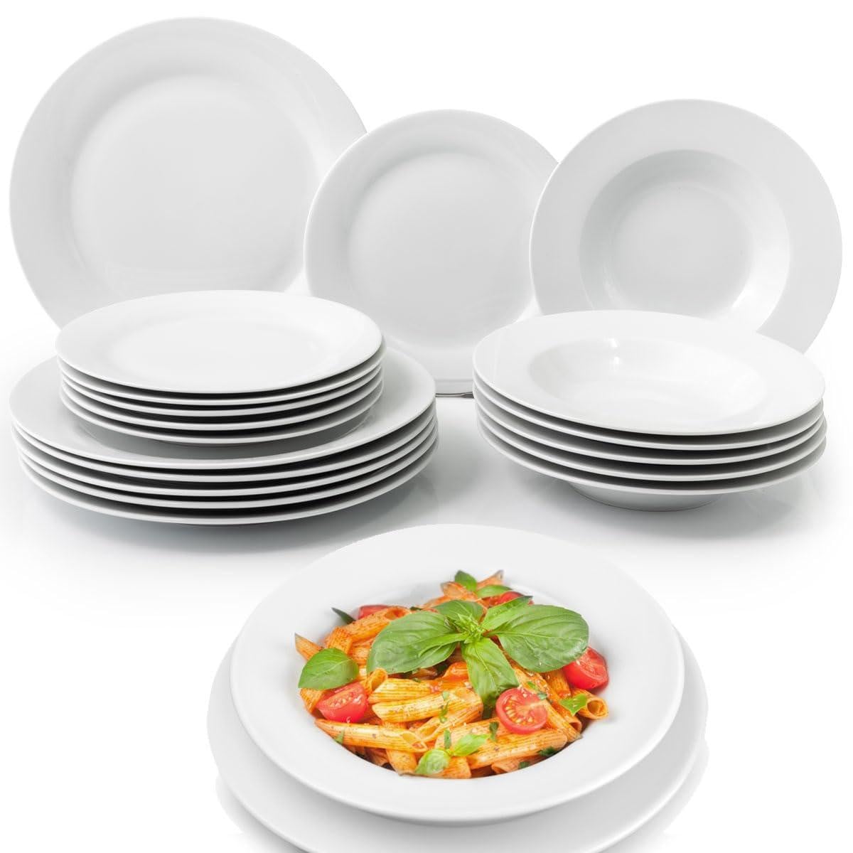 Dripio Servies voor 6 personen, 18-delig, Wit Porselein