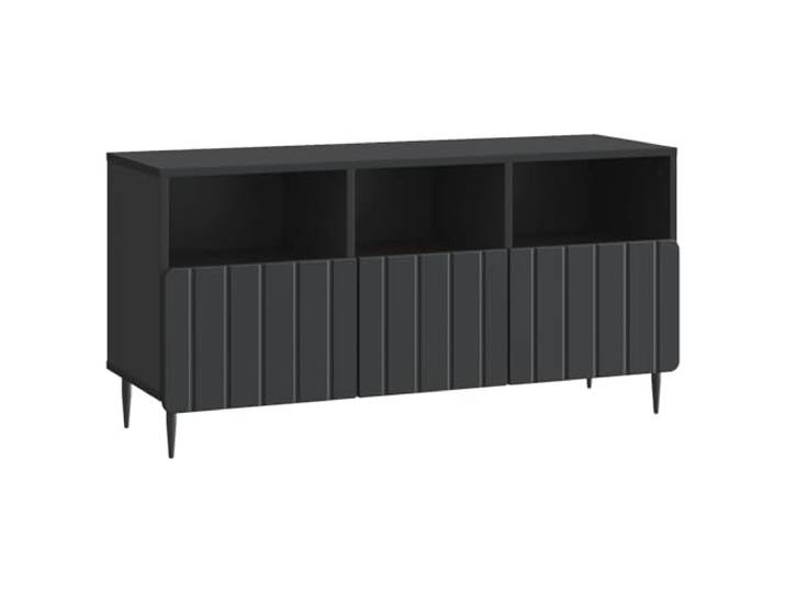 TV-Schrank Schwarz 102 x 34,5 x 50 cm aus technischem Holz mit 3 Schubladen Technisches Holz, schwarz, 3 Schubladen, Rollschienen, Stahllegierungen, Beine 10 cm, max. Gewicht 60 kg, Montage