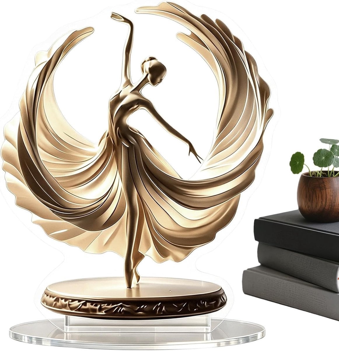 Transparant Balletdanser Beeldje van Acryl - 20 cm Decoratieve Danseres Sculptuur voor op Tafel of in de Woonkamer