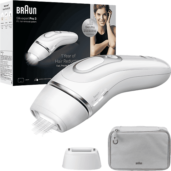 Depiladora IPL - Braun Luz Pulsada Silk·expert Pro 3 PL3020, Depilación permanente, 2 modos suavidad, Tecnología Skin Protection Lite, Blanco