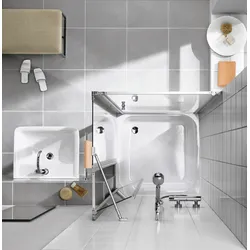 Kermi Duschdesign Schwingtür IBIZA 2000 in Weiß mit ESG Klarer Glasfläche und CLEAN Beschichtung, Höhe 1850 mm, Wanneneinbaumaß 715-750 mm, Anschlag links und rechts