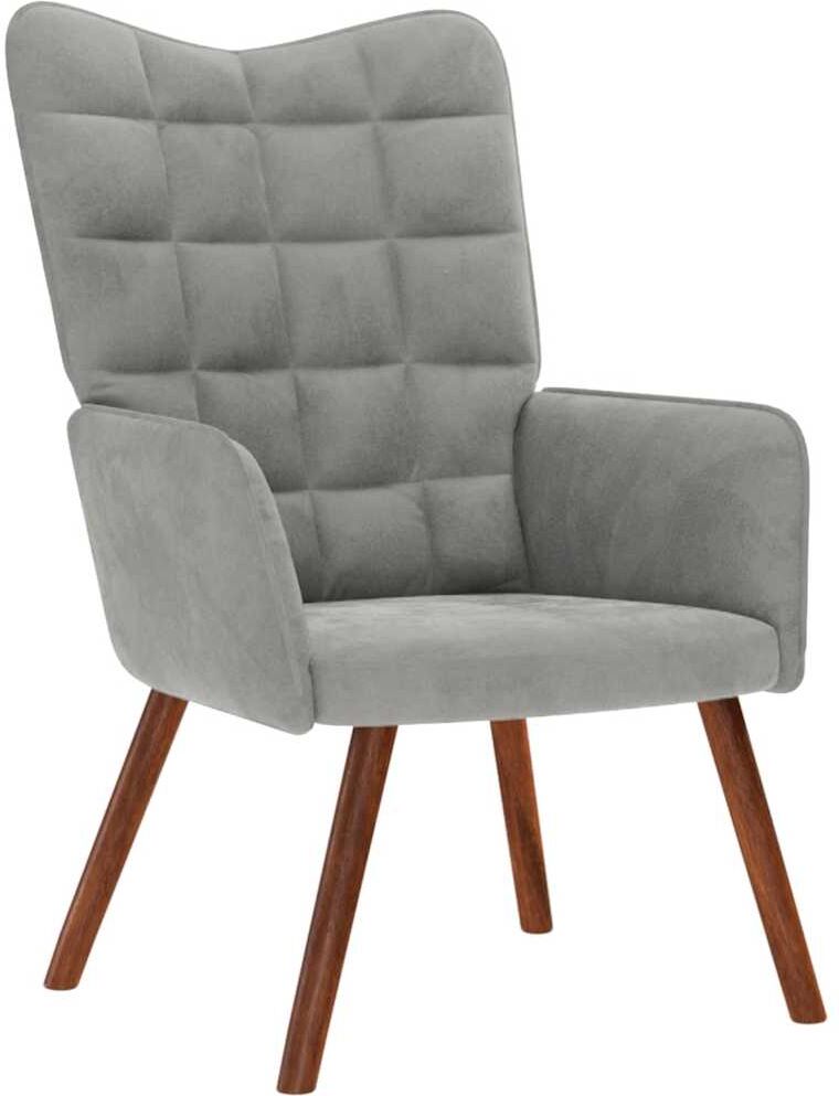 vidaXL Fauteuil relax avec tabouret en velours gris clair